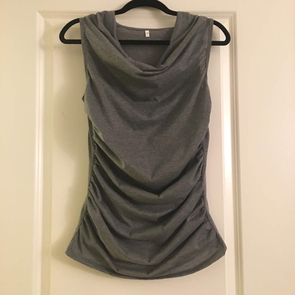 NWOT Gray Rouched Sleeveless Top